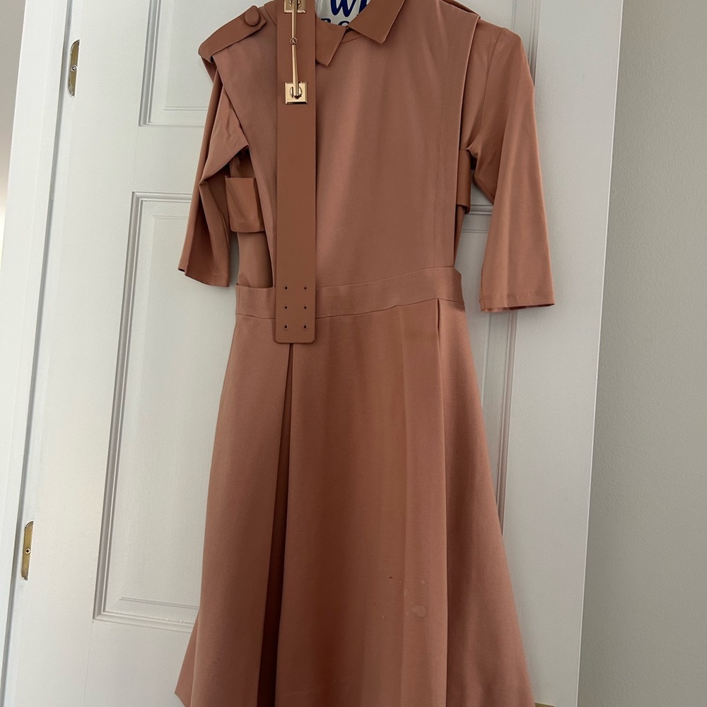 MIRI Elegant Tan Dress with Belt